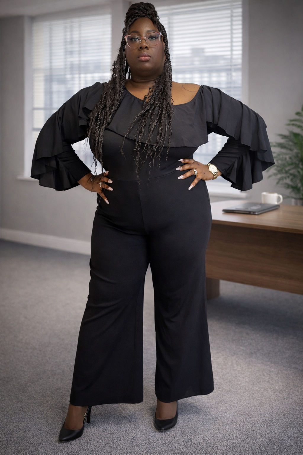 Black Royalty Ruffle Jumpsuit | Ashonte's Kloset