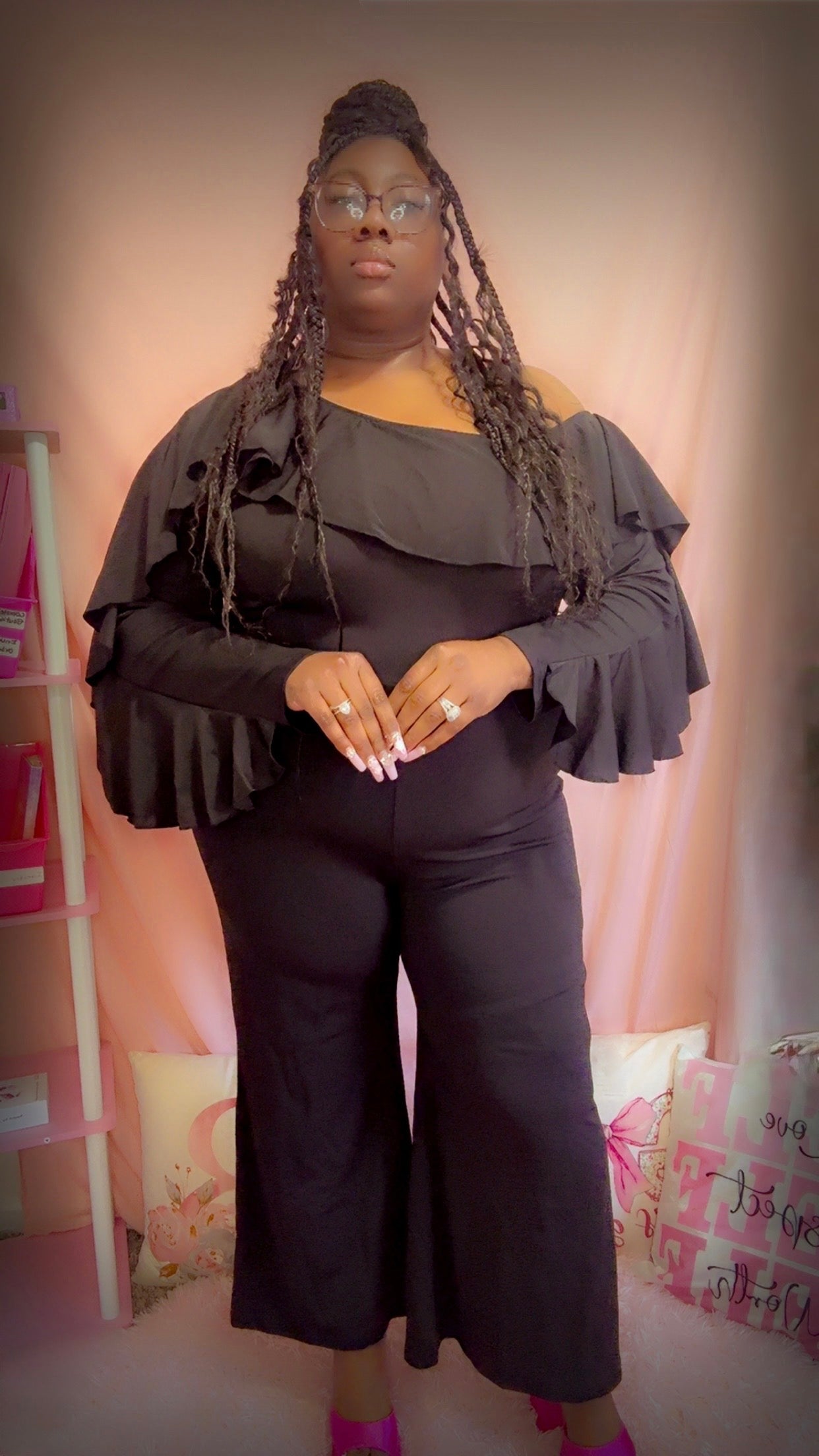 Black Royalty Ruffle Jumpsuit | Ashonte's Kloset